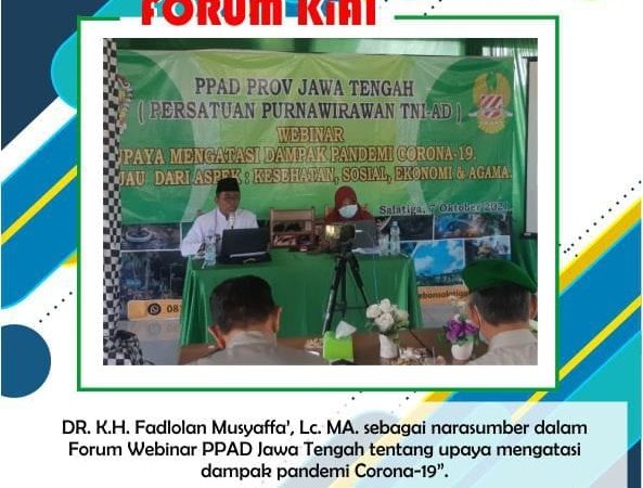 DR. KH. Fadlolan Musyaffa' Lc., MA. sebagai narasumber dalam acara Webinar PPAD Jawa tengah mengenai penanganan dampak pandemi dengan tema "Upaya Menangani Dampak Pandemi Corona Ditinjau Dari Aspek Agama"