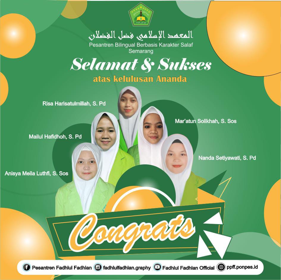 Selamat dan Sukses bagi Wisudawati Pondok Pesantren Fadhlul Fadhlan Semarang