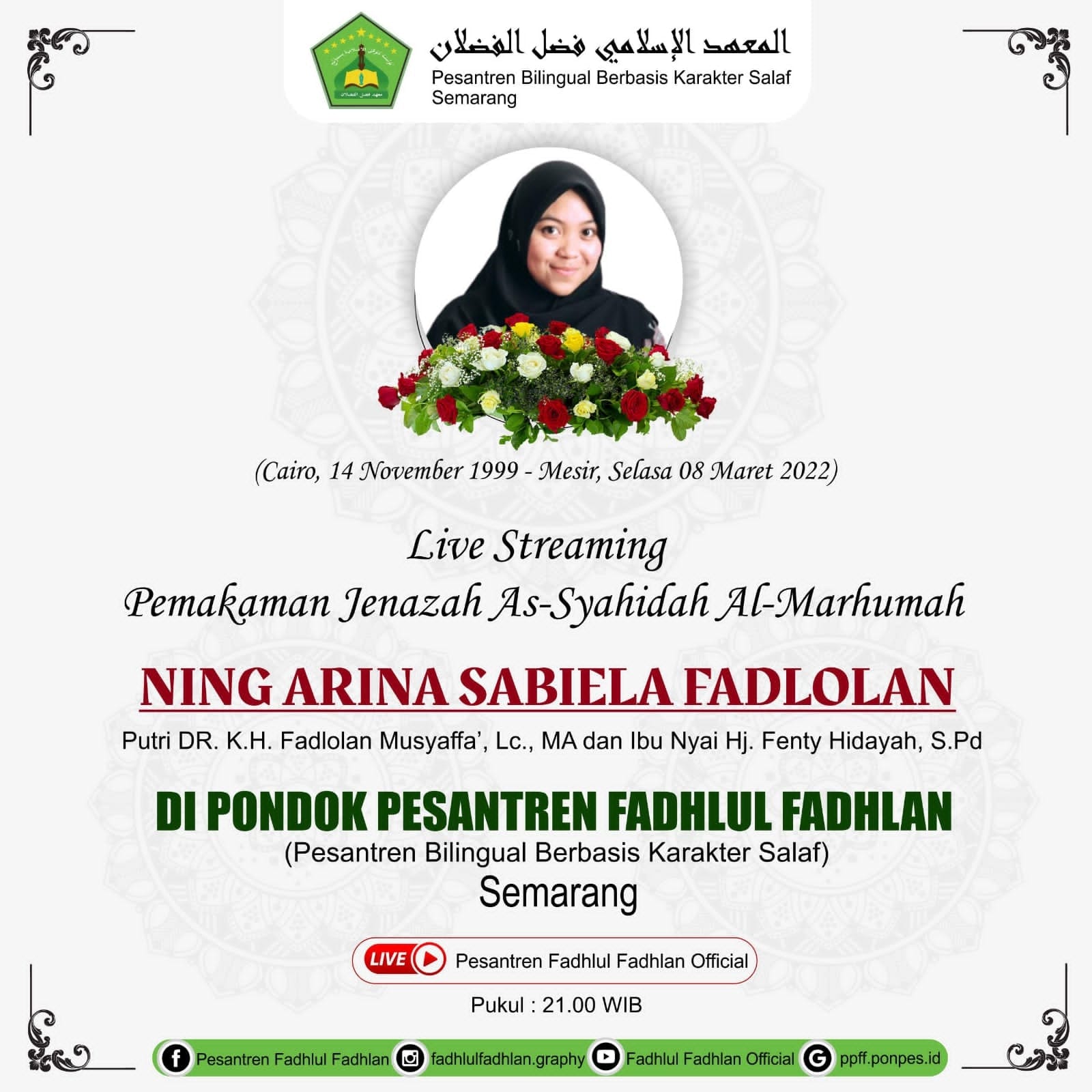 Sedang Berlangsung Acara Live Streaming Khotmil Qur'an dan Suasana di Pondok Pesantren Fadhlul Fadhlan, Sembari Menunggu Kedatangan Jenazah As-Syahidah Al-Marhumah Ning Arina Sabiela Fadholan
