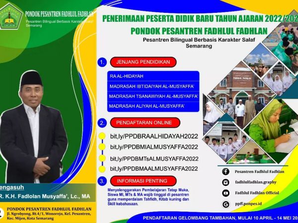 RA, MI, MTs, MA Al-Musyaffa' pendaftaran gelombang terakhir