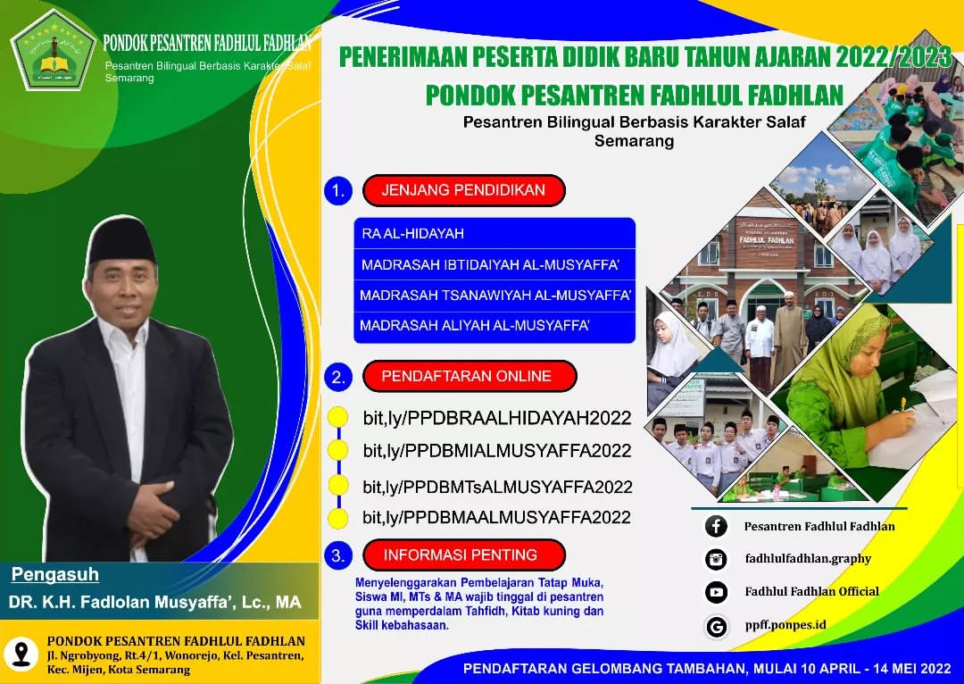 RA, MI, MTs, MA Al-Musyaffa' pendaftaran gelombang terakhir