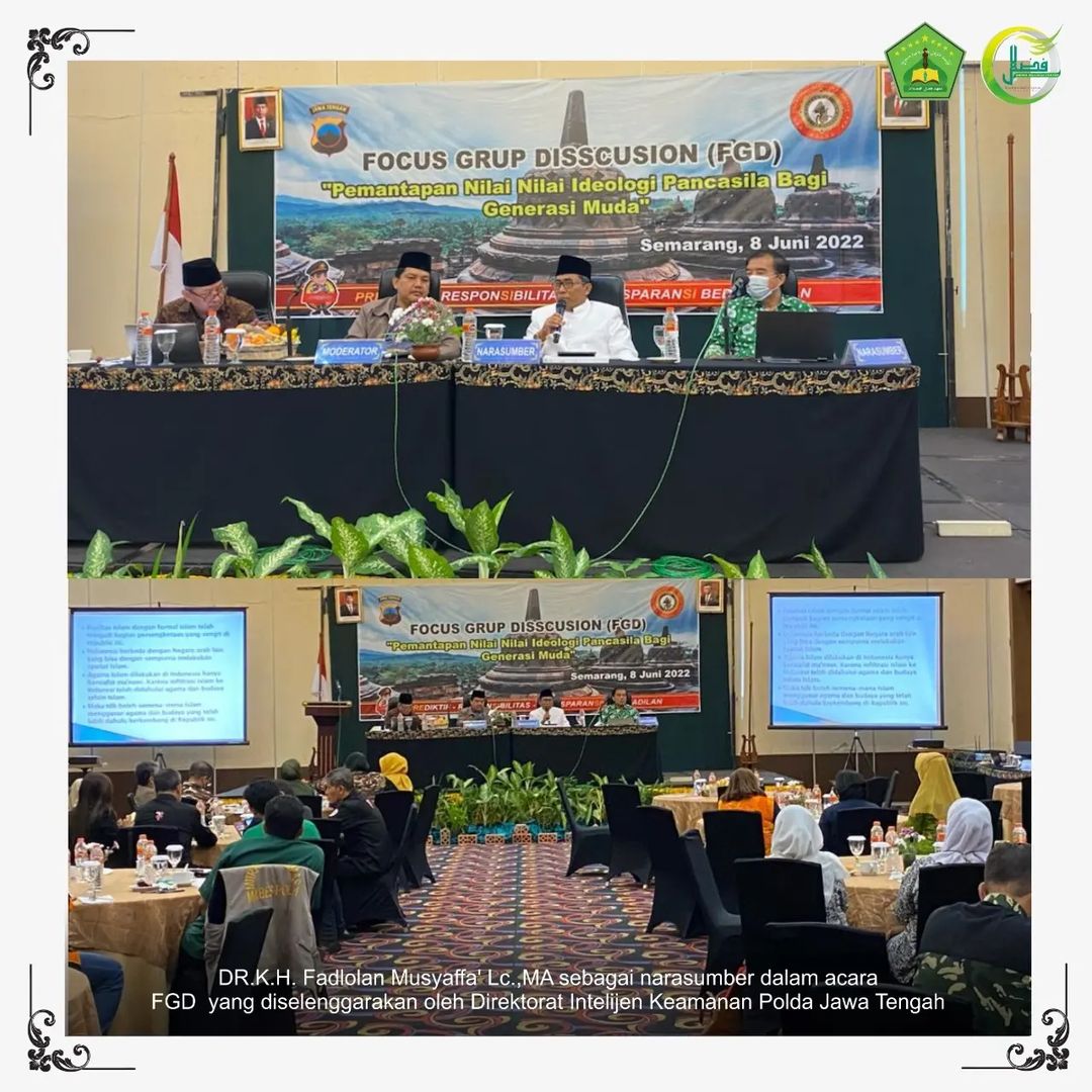 DR.K.H. Fadlolan Musyaffa' Lc.,MA sebagai narasumber dalam acara "Focus Group Discussion" dengan tema "Pemantapan Nilai-nilai Ideologi Pancasila Bagi Generasi Muda" DR.K.H. Fadlolan Musyaffa' Lc.,MA sebagai narasumber dalam acara "Focus Group Discussion" dengan tema "Pemantapan Nilai-nilai Ideologi Pancasila Bagi Generasi Muda"