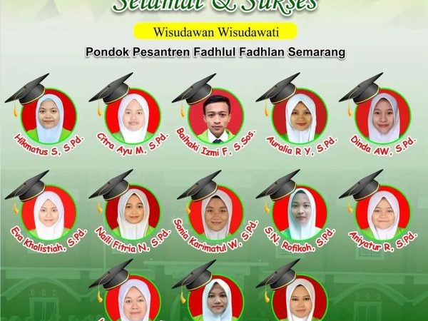 Selamat dan Sukses bagi Wisudawan santri Pondok Pesantren Fadhlul Fadhlan