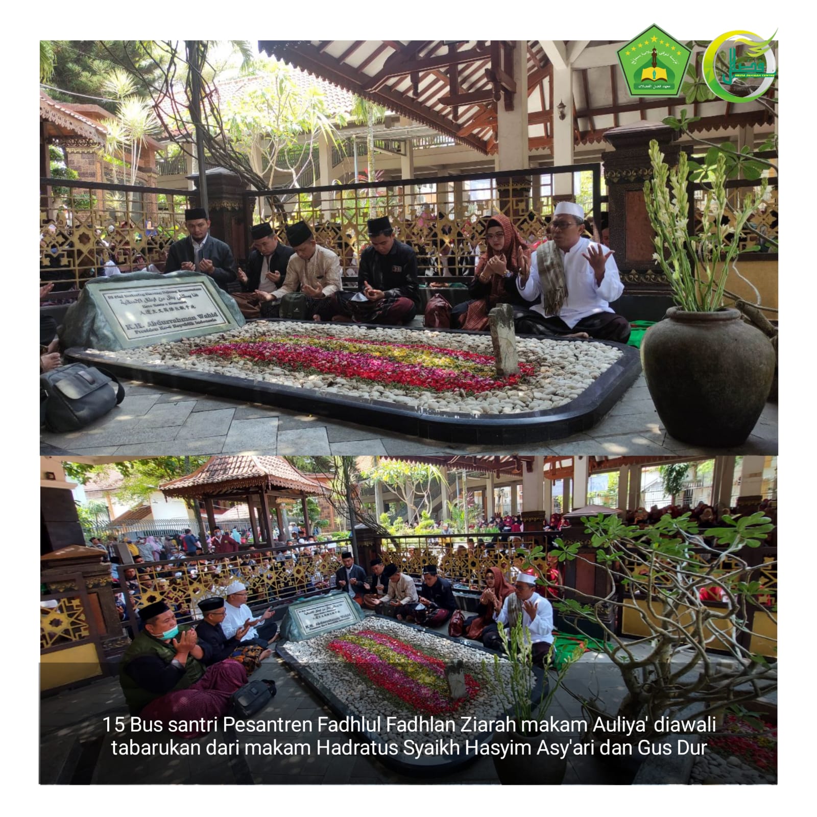 15 Bus Santri Pesantren Fadhlul Fadhlan Ziarah Walisongo diawali Tabarrukan dari Makam Hadrotus Syekh Hasyim Asyari dan Gus Dur