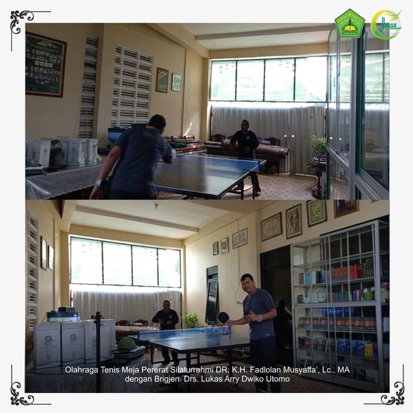 Olahraga Tenis Meja Pererat Silatirahami DR. KH. Fadlolan Musyaffa’ Lc., MA., Dengan Brigjen. Drs. Lukas Arry Dwiko Utomo.
