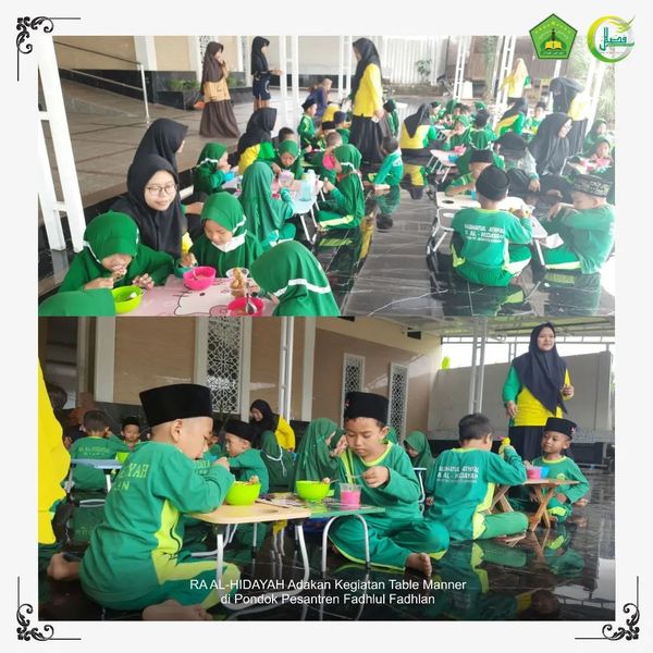 RA Al-Hidayah Adakan Kegiatan Table Manner di Pondok Pesantren Fadhlul Fadhlan Semarang.