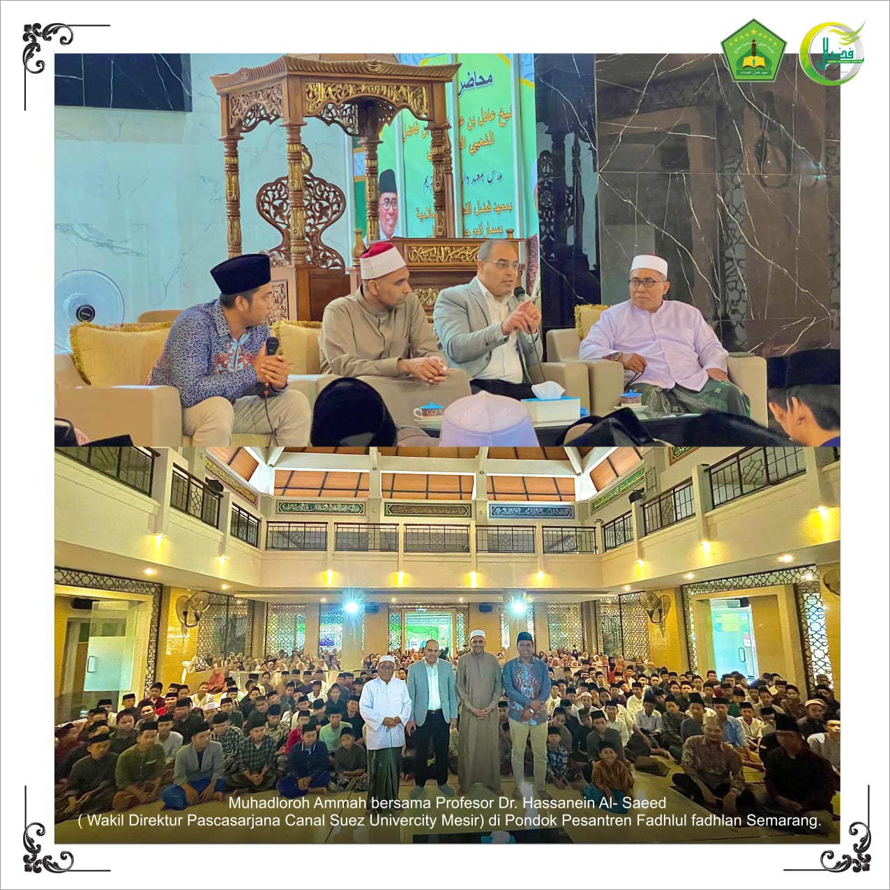 Muhadloroh Ammah bersama Prof. Dr. Hassanein Al Saeed (Wakil Direktur Pascasarjana Canal Suez University Mesir)