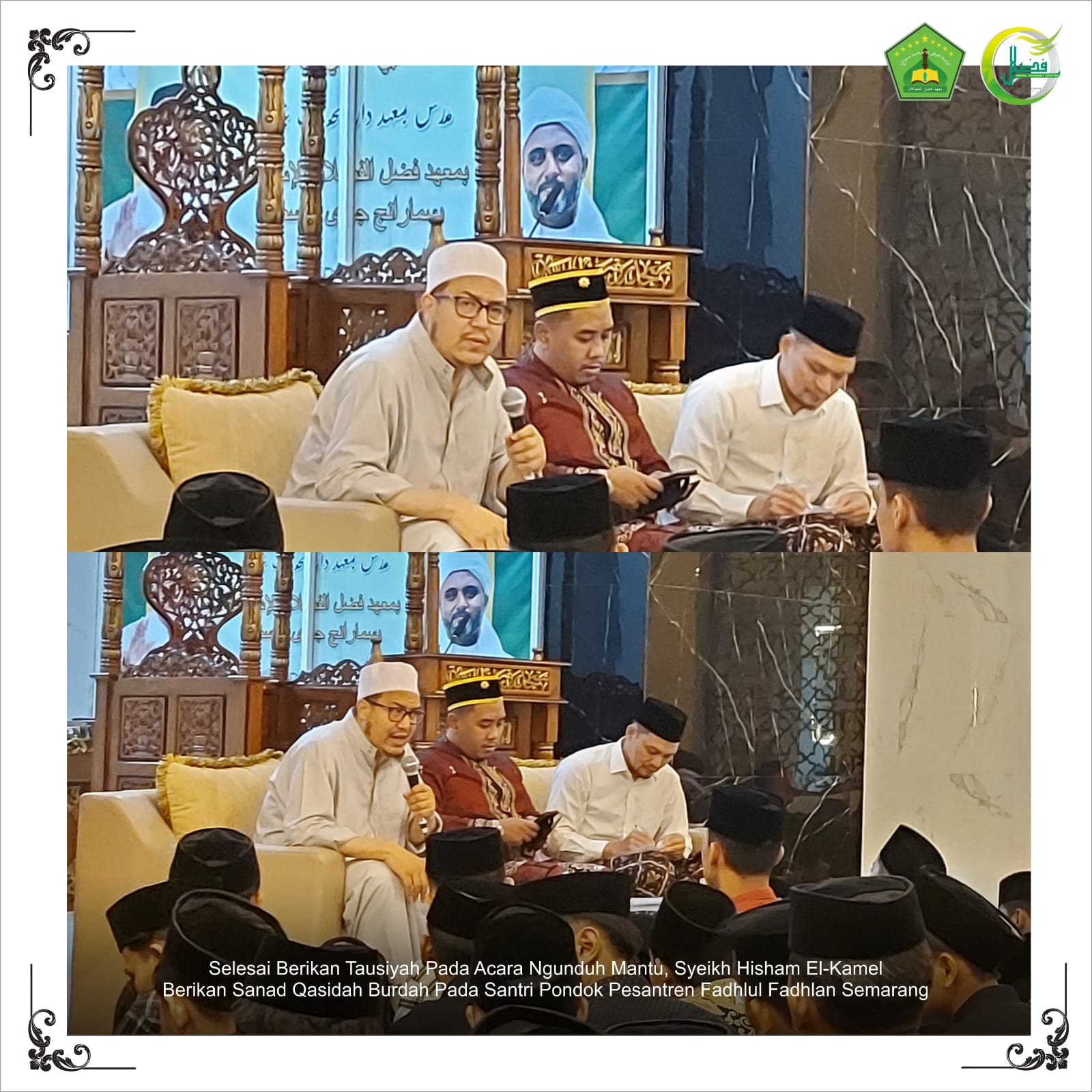 Selesai Berikan Tausiyah Pada Acara Ngunduh Mantu, Syeikh Hisam El-Kamel Berikan Sanad Qasidah Burdah Pada Santri Pondok Pesantren Fadhlul Fadhlan Semarang