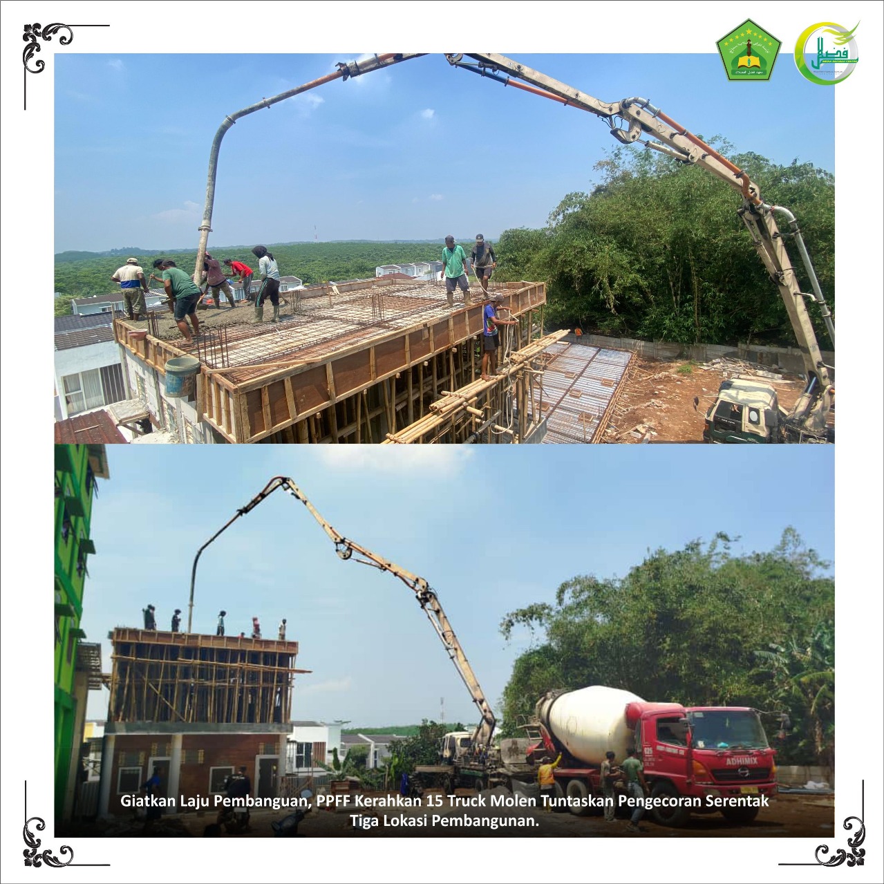 Giatkan Laju Pembanguan, PPFF Kerahkan 15 Truck Molen Tuntaskan Pengecoran Serentak Tiga Lokasi Pembangunan